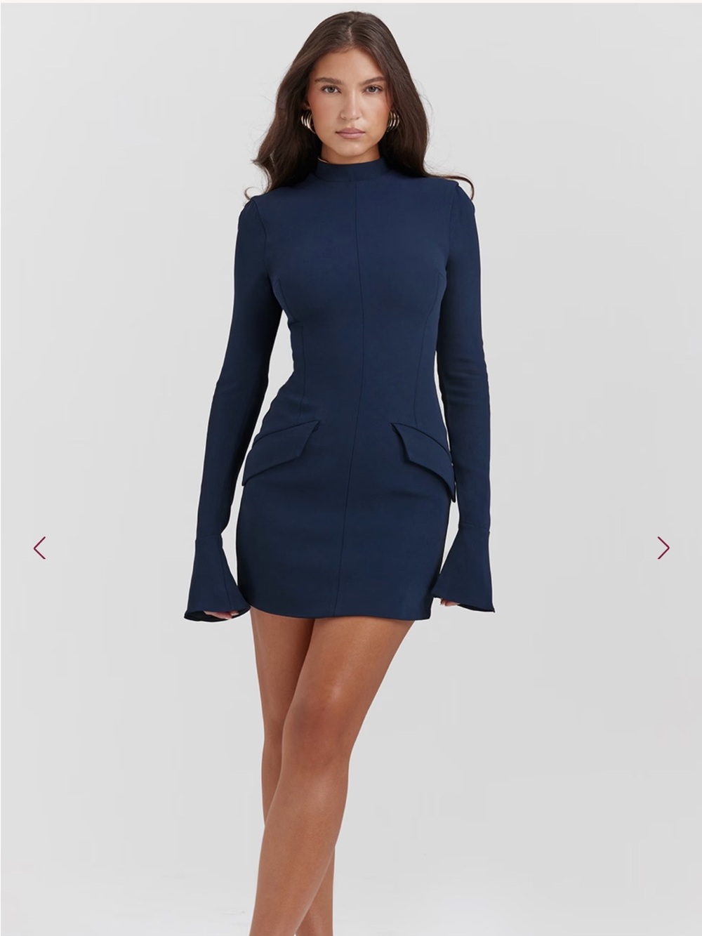 House of CB Navy Long-Sleeve Mini Dress